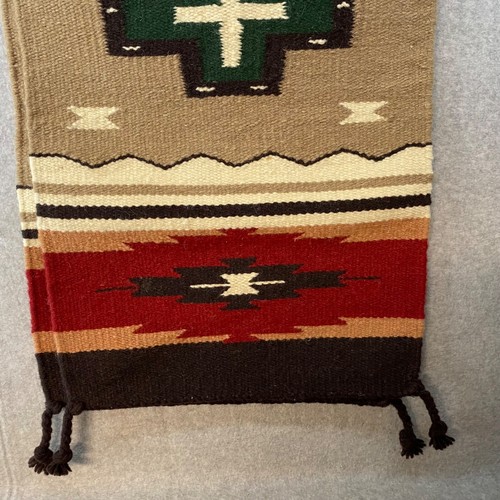 Southwest Native American Style Woven Wool Rug Table Runner Red Black 80" x 16" - Picture 2 of 12