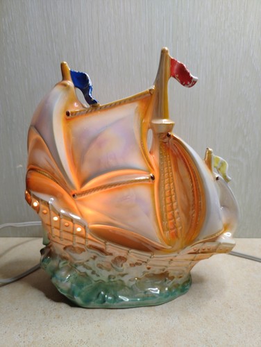 Porcelain Lamp in the form Ship Vintage night light sailboat 1960s - 1970s - Picture 14 of 14