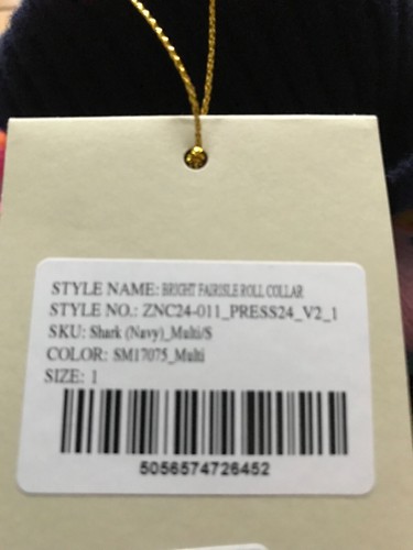 RRP£329 BNWT Jumper 1234 Cashmere Navy Bright Fair Isle Roll Neck Sweater UK8 XS - Foto 22 di 24