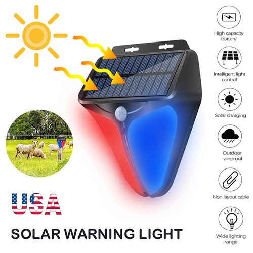 2x Solar Alarm Strobe Light Lamp Motion Sensor Waterproof Sound Security Outdoor - Picture 6 of 16