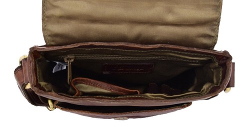 Real Leather Mens Cross Body Organiser Flight Bag Messenger Shoulder Pouch Brown - Picture 6 of 8