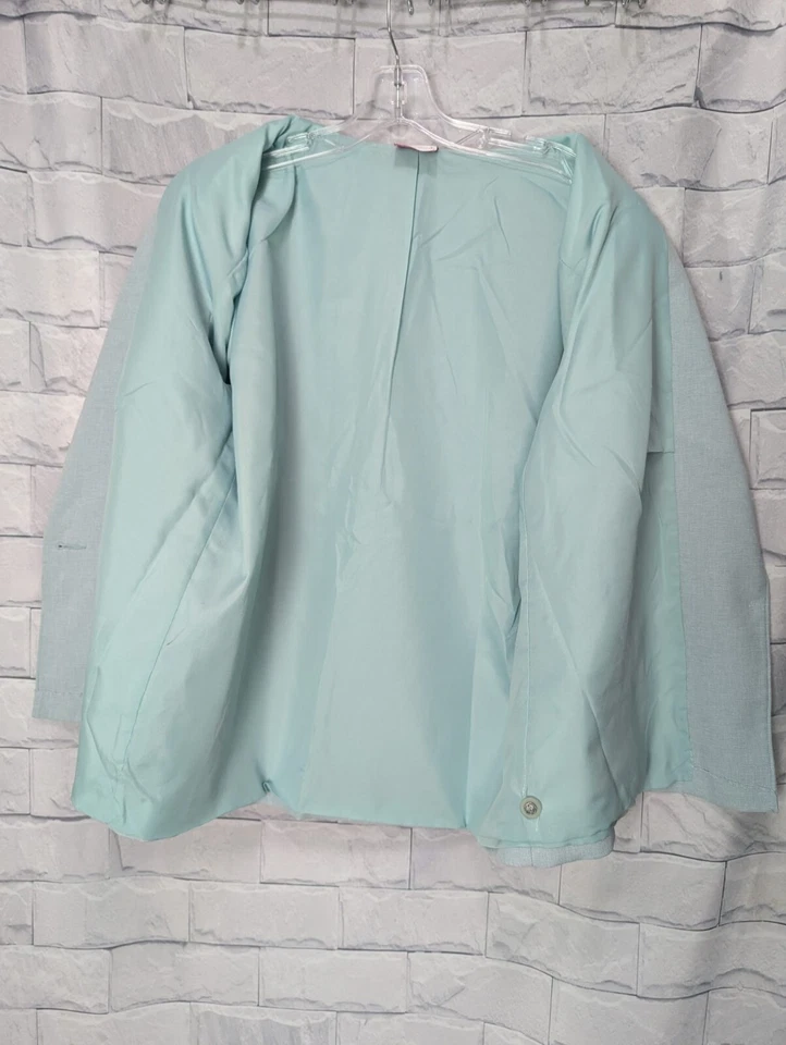 Traje Blazer Falda Para Mujer Tan Joy Vintage Espuma de Mar Verde Azulado 2 Piezas Foto 4 de 4