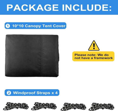 10×10 Canopy Replacement Top Cover, Pop up Canopy Tent Cover for Straight Leg Fr - Picture 5 of 12