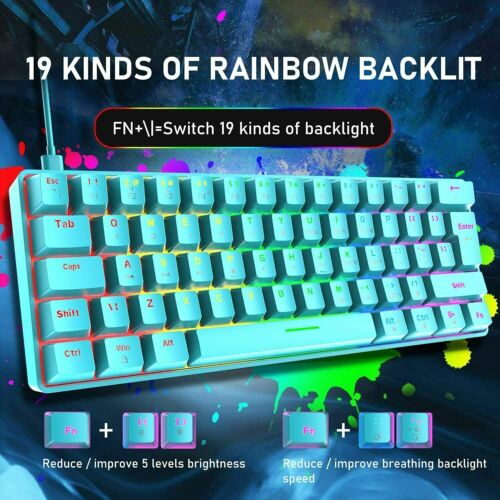 UK 60% Gaming Mechanical Wired Keyboard And 6400 DPI Mouse Combo For PS4 Xbox PC - Picture 6 of 19