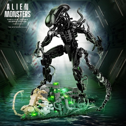 *FREE SHIP* ALIEN XENOMORPH AvP LED Lighted Building Block Sci-Fi Horror "Lego" - Picture 2 of 11