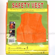 NEON ORANGE Pedestrian Safety Vest High Visibility Road Traffic Shirt NO STRIPES