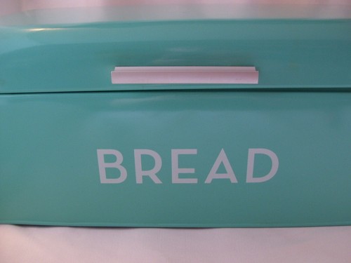 Now Designs Metal Bread Box Bin Hinged Lid Turquoise Retro As-Is Damaged - 第 4/9 張圖片