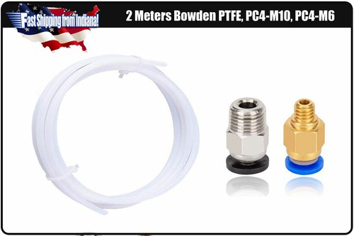 2 Meters PTFE Bowden Tube 1.75Mm Filament PC4-M10, Pc4-M6 Pneumatic Fittings