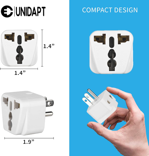UK to US Travel Adapter, India to US Plug Adapter,  Adapters for USA, 2-Pack, Pl - Bild 3 von 12