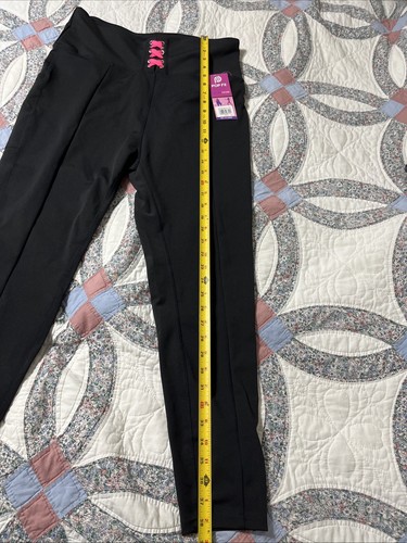 Pop Fit 2XL Womens Black High Rise Leggings NWT Hot pink Accent At Waist - Picture 4 of 10