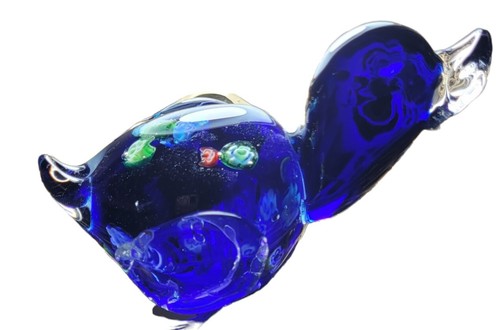 Pisapapeles vintage de cristal artístico de Murano Millefiori floral patito/pato Italia - Imagen 2 de 10