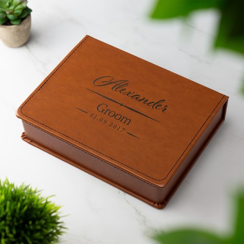 Juego de regalo personalizado de matraz de cadera de cuero 6 oz novio ciervo de boda padrino padrino mejor hombre - Imagen 6 de 16