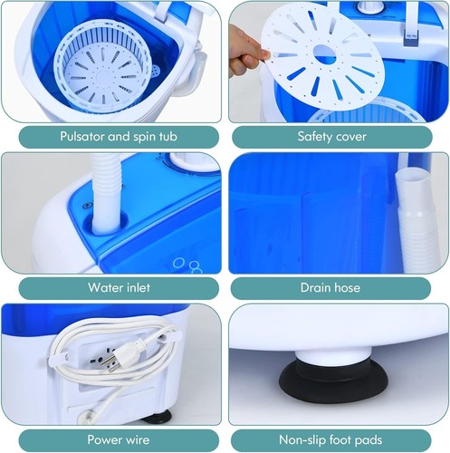 Ultra-Lightweight 11lbs Mini Washer & Spinner Combo - Perfect for Dorms & Homes - Picture 4 of 11