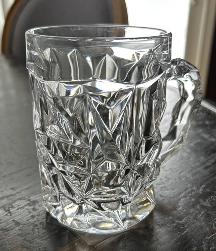 Tiffany & Co. Beer Mug Rock Cut Lead Crystal Signed 5" Discontinued Made Germany