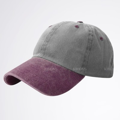 【WHO.A.U】Pigment Washing Colorblock Ball Cap Pigment Dyed Baseball Ball Cap Washed 2Two Tone Cotton