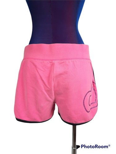 Justice Drawstring Shorts Neon Pink Peace Signs & Purple Glitter Size 18 Girls - Picture 4 of 7