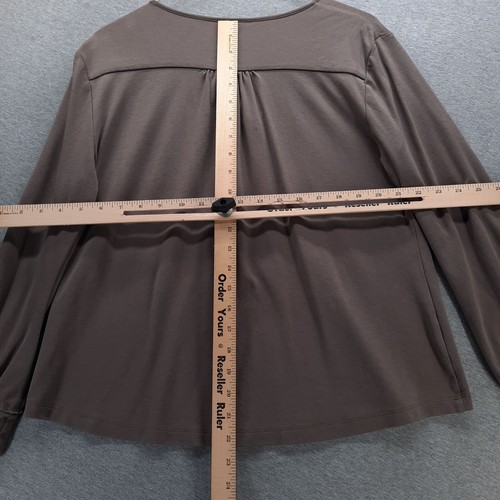 Chico's Blouse Womens 1 US M Taupe Studded V-Neck Long Sleeve Modal Cotton - Picture 7 of 12