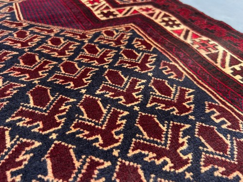 Afghanischer Baluchi Gebetsteppich 3 Fuß 1 x 5 Fuß 5 Fuß - Vintage Handgeknüpft Wolle Stammesteppich - Bild 8 von 10