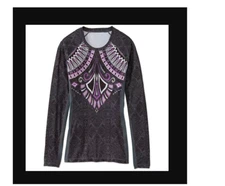 Athleta Long sleeve Cool-Down Top, Black/Multi SIZE M              #427852 E307