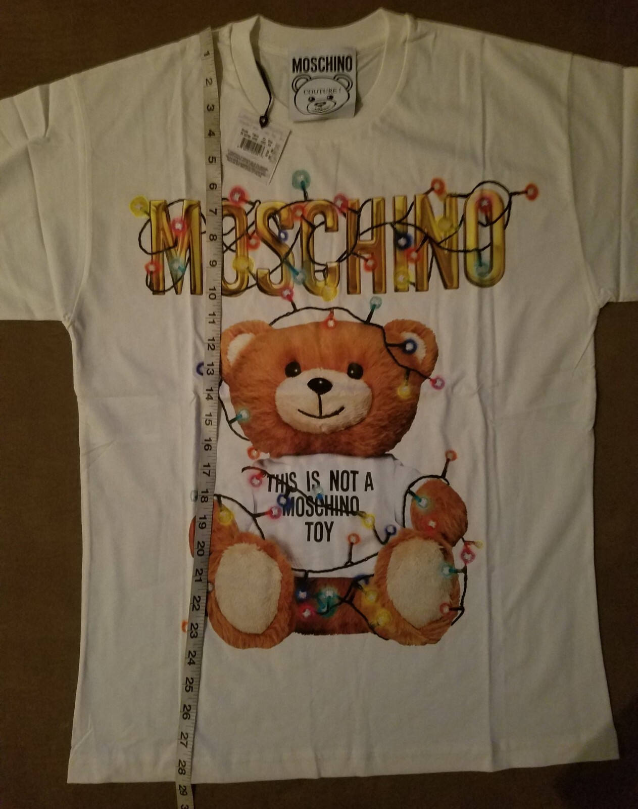 NWT Moschino Teddy Christmas Lights Limited Campaign 2018 white XS AUTHENTIC 