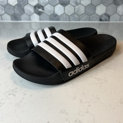 #ad Adidas Unisex Adilette Aqua Slide Sandals Black White AQ1701 Mens 11 Cloudfoam