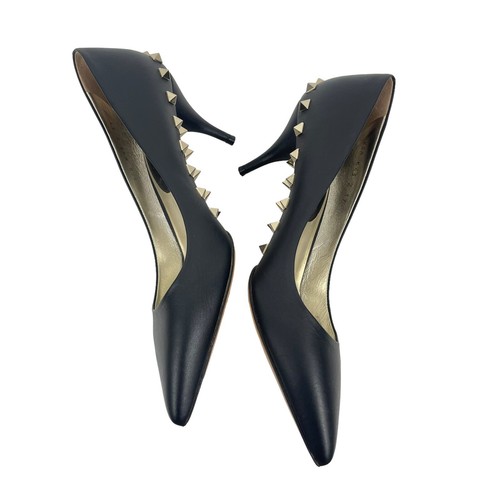 Valentino Garavani Jaw Rockstuds Pointed Toe Pumps Leather Black Women Size 37 - Picture 6 of 12