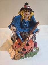 Vintage Witch Sitting on a Pumpkin Halloween Byron Molds 1972 Hobbyist Signed
