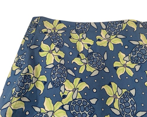 Vineyard Vines 100% Cotton Blue Turtle Print Fully Lined A-Line Skirt Size 16 - Picture 3 of 5