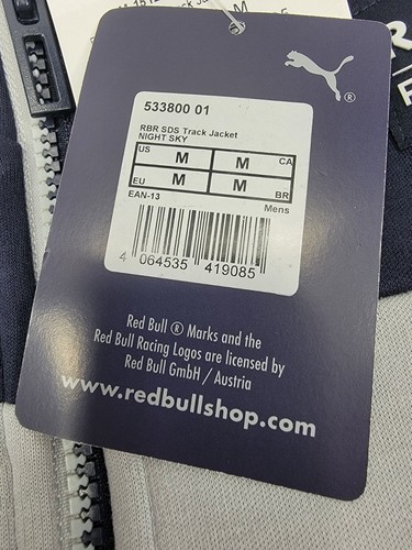 NEW Puma Red Bull Racing Soft Shell Track Jacket Men's Medium Full Zip Blue Gray - Picture 5 of 17