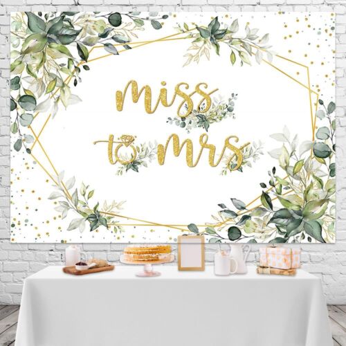 Miss to Mrs Backdrop 7x5ft Greenery Engagement Party Decorations Photo Backdr... - Picture 2 of 6