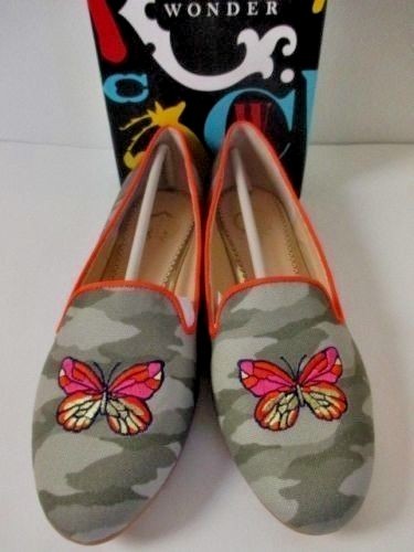 $148 C Wonder Camouflage Green Butterfly Smoking Shoes Flats Loafers ~10.5 M3020 - Picture 9 of 12