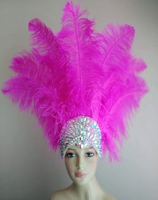 Showgirl MADE IN USA New Prime Ostrich Plumes Feather Carnival Headdress
