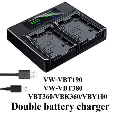 Dual Battery Charger For Panasonic VW-VBT190 VBT380 VBT360 VBK360 VBY100 BC10