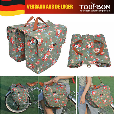 TOURBON Damen Fahrrad Doppelpacktasche Canvas Roll Aufbewahrungsgepäck