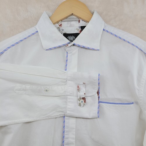 English Laundry Men's Size XL Solid White Cotton Embroidered Casual Shirt - Picture 10 of 18