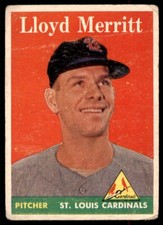 1958 Topps Baseball Cards Lloyd Merritt Rookie St. Louis Cardinals #231