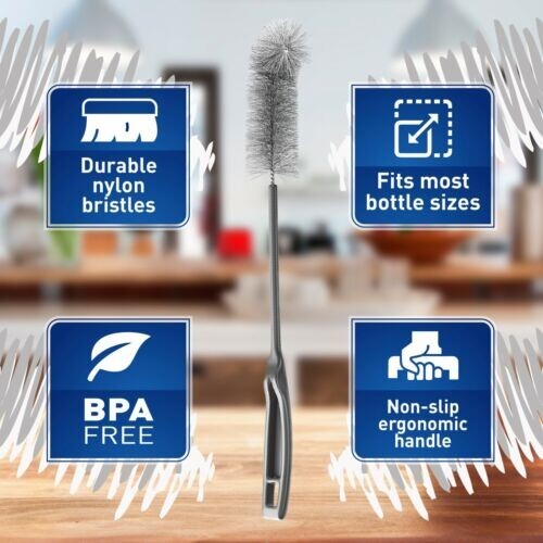Long Bottle Cleaning Brush For Bottles, Wine glasses, Travel Mugs for Cleaning - Picture 2 of 9