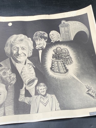 Seltenes 1983 Dr Who Poster schwarz weiß Sepia 20x18 16 - Bild 3 von 5