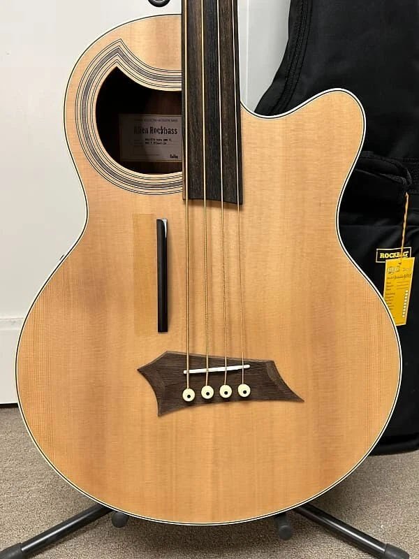 Warwick Rockbass Alien Deluxe 4 String Fretless Acoustic Electric Bass Natural - Image 2 of 4