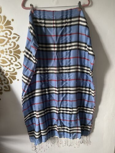 NEW Scarf PASHMINA mens STOLE long Wrap Shawl Indian BLUE Reversible scarves US - Picture 4 of 6