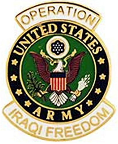 "OPERATION IRAQI FREEDOM" Hat / Lapel Pin US ARMY (1-1/16" metal Pin)