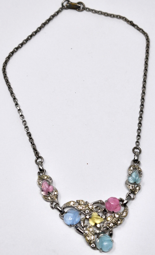 Vintage 1950er Obst Salat geformtes Glas & Strass Halskette Halsband 15" - Bild 3 von 5