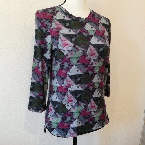 Renuar mehrfarbiges geometrisches abstraktes Blumenmuster 3/4-Ärmel-Shirt Größe XS - Bild 3 von 11