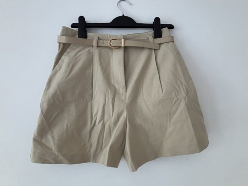 Primark Size Uk 10 Beige Tailored Chino Shorts & Belt