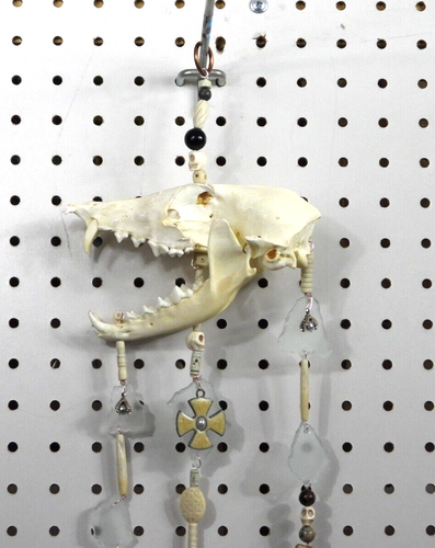 BoneHeadz Hand Made Wind Chaser, Real Skull, Wood Beads, Beach Glass & More! - Picture 2 of 4
