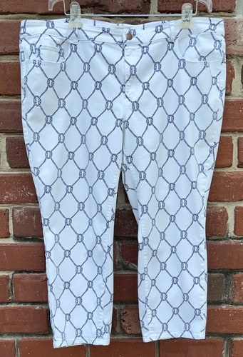 Coldwater Creek Womens Sz 18 Plus Nautical Jeans Natural Fit Pants Cropped White - Picture 1 of 8