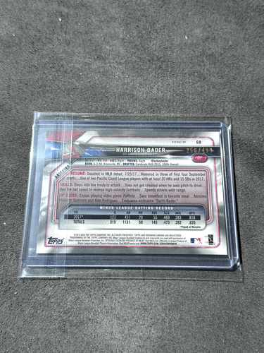 Harrison Bader 2018 Bowman Chrome Refractor RC 256/499 - Picture 2 of 2