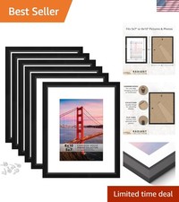 Modern Black 8x10 Picture Frames with Mat to 5x7   6 Pack for Elegant Display
