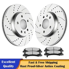 Front Slotted Brake Rotors Discs Ceramic Pads Fit Buick Lucerne V6 Brakes Kits