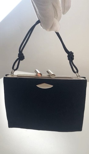 1920s ART DECO VINTAGE ANTIQUE BLACK SILK PURSE BAG WITH SILVER HARD WARE FRANCE - Bild 13 von 15